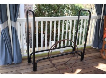Metal Outdoor Firewood Rack With Ring For Storage