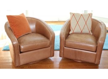 Pair Of Leather Swivel Chairs From Room And Board