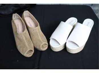 2 Pairs Of Womens Shoes Includes Michael Kors Sandals Size 8M And Gastone Lucioli Open Toe Heels Size 387.5