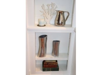 Decorative Items Including Metal Cast Vases, Pitcher, Faux Coral, & Vintage Books, Jane Eyre, Withering H