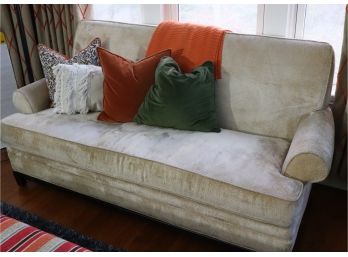 Comfortable Kravet Furniture Cream Colored Sofa With Decorative Pillows
