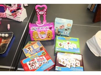 Lot Of Match It Memory Games Includes Math, Spelling, Alphabet, And Moana Includes Minnie Mouse Case