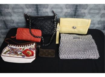 Lot Of Assorted Womens Handbags Includes Louis Vuitton Change Purse, Isabella Fiore Alligator Pattern & More