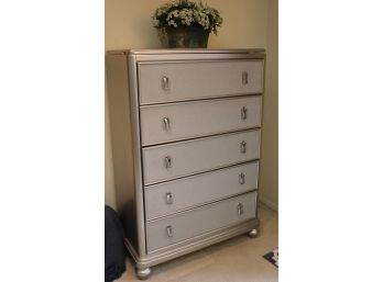 Hollywood Glam Style Silver 5 Drawer Chest