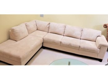 2 Piece Sectional With Right Arm Chaise In Lt Tan Micro-Suede Upholstery