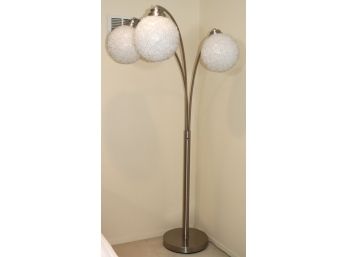3 Wire Adorned White Glass Shade Floor Lamp