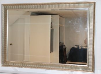 Silver Finish Framed Beveled Wall Mirror
