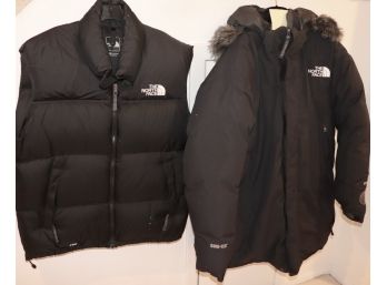 Mens 700 Series North Face Down Puffer Vest And 600 Series North Face Down Gore-Tex Hooded Jacket