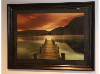 Dreamy Sunset At Dock- Framed Print