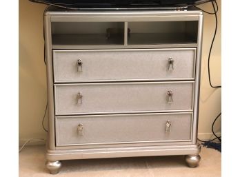 Hollywood Glam Style Silver 3 Drawer Entertainment Chest