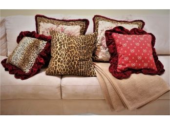 3 Vintage Ralph Lauren Throw Pillows With Coordinating Throw Pillows & Throw