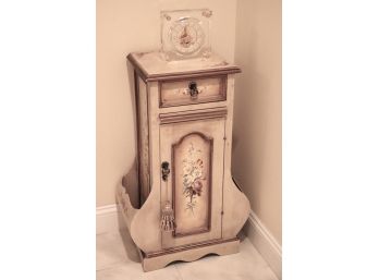 Seiko Quartz Skeleton Clock With Hand Painted Side Cabinet