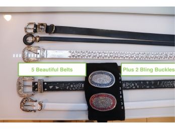 Assorted Ladies Leather Belts By Harley Davidson, Cara & More  2 Bling Buckles