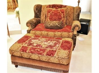 Vintage Domain Wing Back Chair &  In Patchwork Style Crushed Velvet