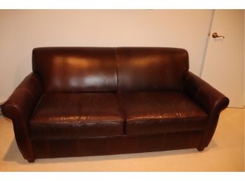Bloomingdales Leather Queen Size Roll Arm Sleeper Sofa