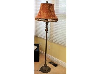 Antique Style Metal Floor Lamp With Ornate Shade