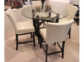 Counter Height Glass Top Table With 4 Counter Height Chairs