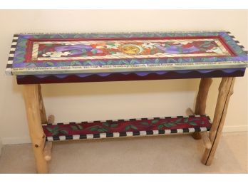 Hand Crafted Eclectic Wooden Console Table