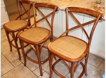 Country French Style Cross Back Counter Height Stools