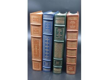 4 Signed First Edition Leather-bound Books By The Signed First Edition SocietyUpdike, Uris, O'Brien, W. Morris
