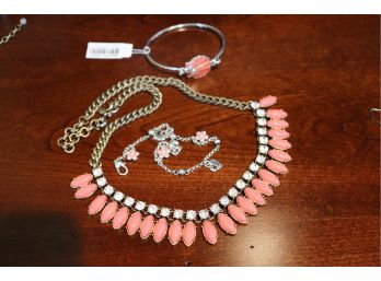 Lot Of Coral Colored Costume Jewelry