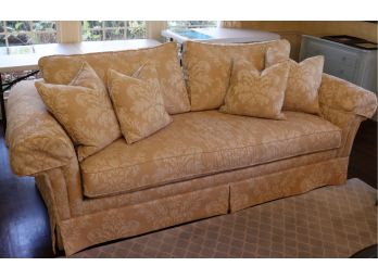 Ethan Allen Roll Arm Sofa In Heavyweight Textured Linen