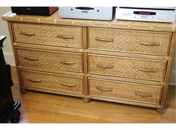 Pair Of Woven Rattan Dressers