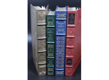 4 Signed First Ed Leather-bound Books Franklin Mint First Edition Society: R Bradbury, Cooke, Stegner, Theroux