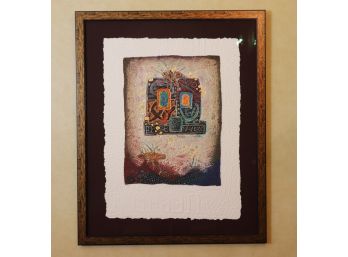 Signed Abstract Print On Handmade Embossed Paper In Frame
