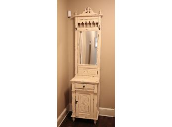 .Vintage Distressed Entry Hall Wall Tree Cabinet