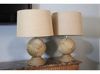 Pair Of Rope Knot Table Lamps