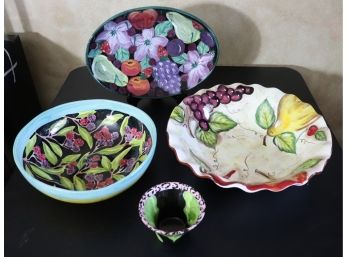 Hand Painted Ceramic Serving Pieces By Fiasco, Lesal & Lorenzo