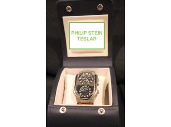 Mens Philip Stein Teslar Signature Chronograph Watch With Ostrich Leather Strap
