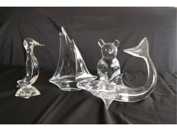 Assortment Of Signed Daum France Crystal Sculptures