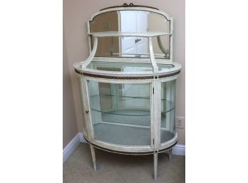 Vintage French Louis XVI Style Curio Cabinet With Mirrored Back