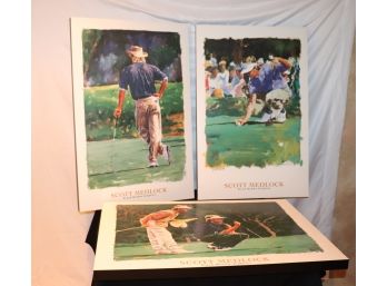 Set Of 3 Signed Scott Medlock Laminate Prints By Bruce McGaw Graphics
