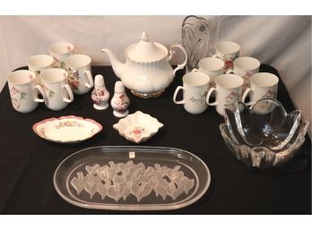 Hand Painted Porcelain By Royal Albert, Rose Of England, Crown Staffordshire & Assorted Crystal Pieces