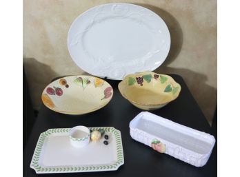Assorted Detailed Ceramic Serving Bowls & Platters  Neuwirth, Block Molde & A Mallory
