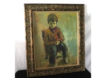 Vintage Galerie Juarez Little Boy Framed Oil On Canvas