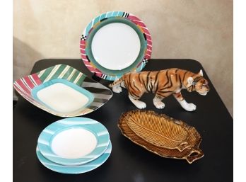 Eclectic Mix Of Hand Painted Ceramic Pieces By Royal Dux, A Mallory California & More!