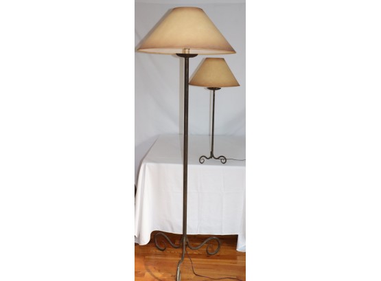 Pair Of Classic Rustic Companion Metal Lamps By Ironware International