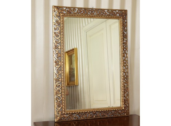 Vintage Gilded Man Made Pierced Wall Mirror