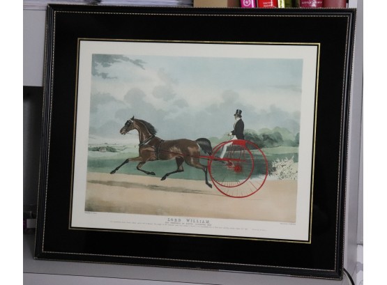 Vintage English Equestrian Framed Lithograph Print  Lord William
