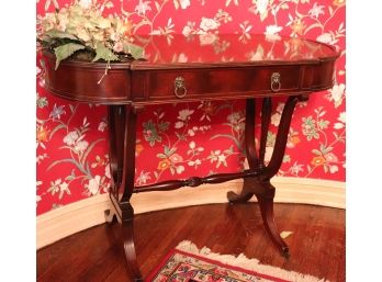 Antique Style Harp Shaped Leg Console Table With Copper Insert Planter