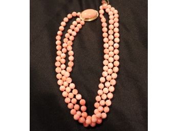 Vintage 3 Strand Rich Orange Coral Necklace