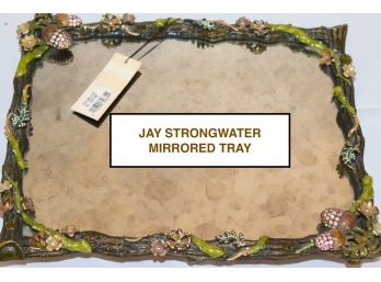 Jay Strongwater Brass Tray With Antiqued Mirror.