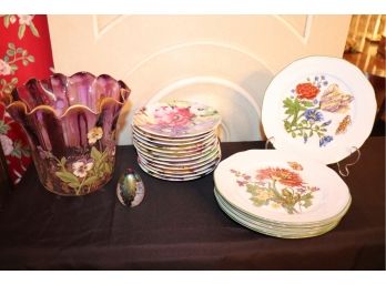 Assorted Vintage Hand Painted Floral Decorative Tabletop Pieces