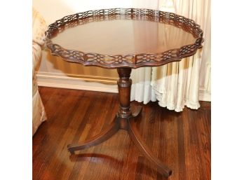 Vintage George III Style Mahogany Pedestal Side Table With Pierced Gallery