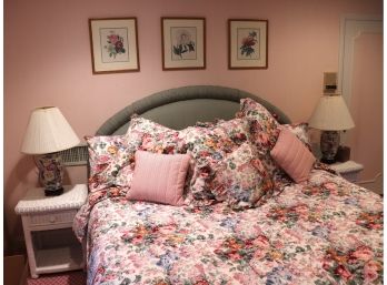 Vintage Ralph Lauren Bedding With Custom King Size Upholstered Head Board & More