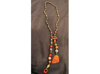 Vintage Hand Beaded Lariat Necklace
